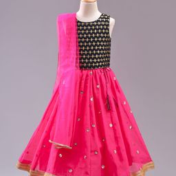 Babyhug Sleeveless Choli & Lehenga with Dupatta - Pink-picture-21
