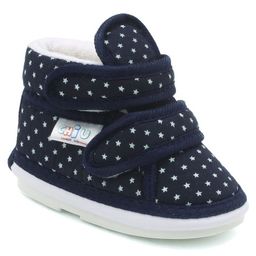Chiu Polka Dot Printed Double Velcro Closure Booties - Blue-image-14
