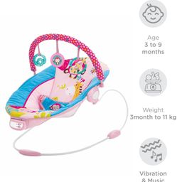 Mastela Musical Bouncer with Toy Bar Monkey & Giraffe Print - Pink Blue-20