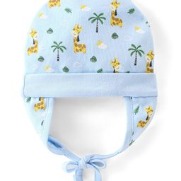 Babyhug 100% Cotton Cap with Knot Palm Tree Print Blue - Diameter 12 cm-image-43