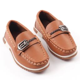 Cute Walk by Babyhug Slip On Solid Formal & Partywear Shoes with Chain Applique - Brown-image-72