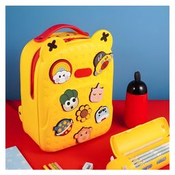 AKN TOYS Backpack Kawaii Jolly Yellow Backpack With DIY Pattern Patch Adjustable Straps Bag Premium Modern Design Bags Bag Height - 14 Inches-image-44