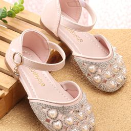 Babyoye Sandal with Buckle Closure & Pearl Embellishments - Pink-image-95