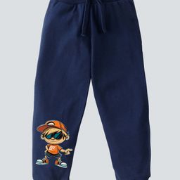 KAVEE Pure Cotton Funny Boy Printed Bio Washed Joggers - Navy Blue-image-80