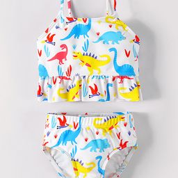 Mark & Mia Singlet Sleeves Dino Printed Two Piece Swimsuit - White-image-65