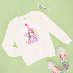Pantaloons Junior Cotton Full Sleeves Girl Printed Sweatshirt - Off White-picture-43