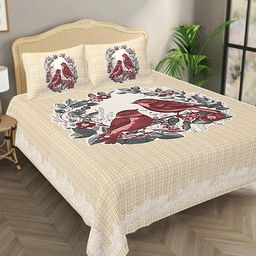 Bombay Spreads 100 Percent Cotton Beige Color King Size Bedsheet With 2 Pillow Cover 140 Thread Count-picture-20