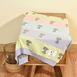 Mi Arcus Peanuts Snoopy Printed 100% Cotton Premium Ultra Soft Knitted Mini Me Blanket- Grey-12