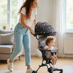 Happy Bear Twinkle Stroller for Baby - Black-image-65