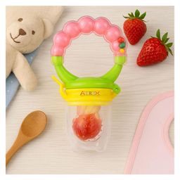 AEREX BPA Free Silicone Food Nibbler with Mesh Nipple for Fruit and Veggies with Rattle Handle for Baby (Pink)-14