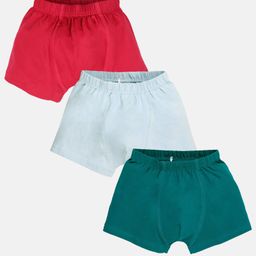 Kiddopanti Cotton Knit Pack Of 3 Solid Boxers - Red Ice & Teal Blue-image-96