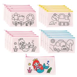 Birthday Popper 20 Pcs Colour Your Pencil Pouches as Birthday Return Gifts Assorted Theme Doodle Zipper Case for Girls - School Art Projects for Creative Kids-image-21