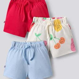 Bonfino 100% Cotton Knit Shorts with Fruit Print Pack of 3 - Red Ivory & Light Blue-image-98