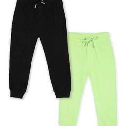 The Mom Store Cotton Knit Pack Of 2 Winter Solid Sweatpants - Black & Neon Green-picture-22