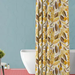 ArtzFolio Yellow & Brown Tropical Printed Waterproof Shower Curtain-12