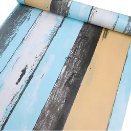 INDIAN ROYALS Blue & Black Printed Wood Waterproof Wallpaper-25