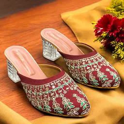 Anouk Embellished Block Open Back Sandals-18