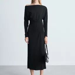 MANGO Off-Shoulder Sheath Midi Dress-image-90
