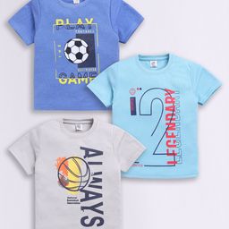Here&Now X Game Begins Boys Assorted Pack Of 3 Typography Printed T-shirts-image-71