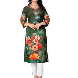 GRIOPY Women Floral Printed Knee Length Straight Kurta-image-64