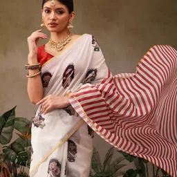 Silk Land Printed Zari Saree With Blouse Piece-picture-12