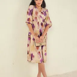 Madame Floral Print A-Line Midi Dress-image-60