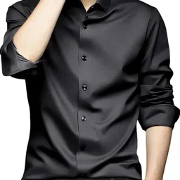 INDOPRIMO Men Solid Spread Collar Satin Formal Shirt-picture-37