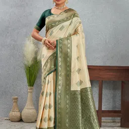 KALINI Floral Woven Design Zari Banarasi Saree-image-68