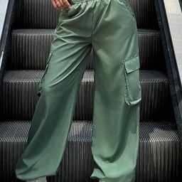 Next One Women Smart Loose Fit High-Rise Easy Wash Cargos Trousers-image-95