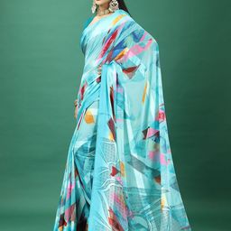 VIRENDRA TEXTILES Printed Satin Saree with Blouse Piece-picture-18