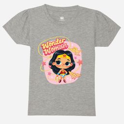 YK Warner Bros Girls Wonder Woman Printed Puff Sleeves Pure Cotton T-shirt-image-33