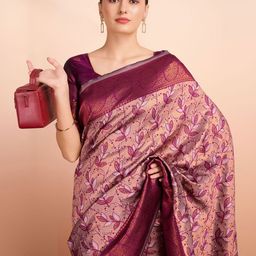DIVASTRI Ethnic Motifs Woven Design Zari Pure Silk Banarasi Saree-picture-38