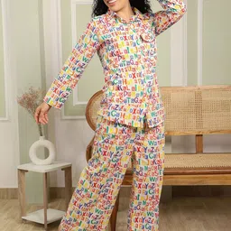 House Of Attire Printed Pure Cotton Collared Neck Long Sleeves Tunic With Trousers Co-Ords-image-84
