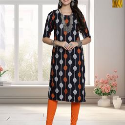HERE&NOW Selection Of 2 Geometric Printed Round Neck Straight Kurtas-80