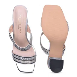 Ronnie Grey Embellished PU Party Slim Heeled Sandals image 3