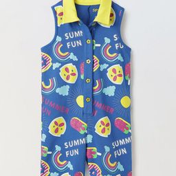 SPUNKIES Girls Printed Sleeveless Cotton Basic Jumpsuit-image-46