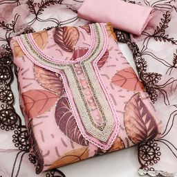 SAINOOR Embroidered Organza Semi-Stitched Dress Material-image-86