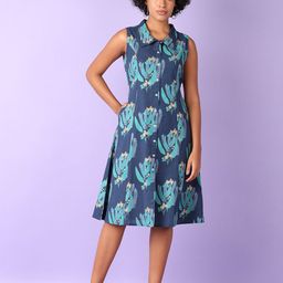 LIMEROAD Floral Printed Shirt Collar Neck Ethnic Dress-image-81