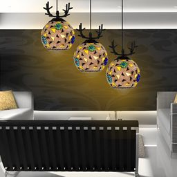 KINIS Black & White Textured Glass Bell Shaped Ceiling Lamp-22