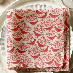 Vargottam 12-Pcs Red & Off White Printed Cotton Table Napkins-27
