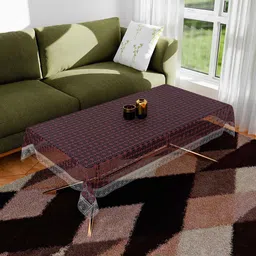 Kuber Industries Brown Geometric Printed Anti-Skid Plastic 4-Seater Table Cover-38