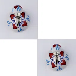 IndianShelf Red 2 Piece Ceramic Leaf Wall Mounted Hooks Door Hanger-image-76