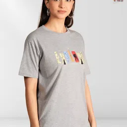 NEYSA Women Typography 2 Printed Applique T-shirt-image-52