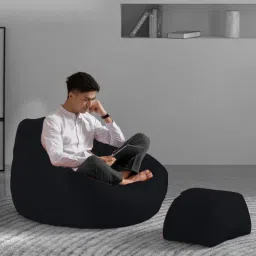 giglick 4XL Bean Bag With Relaxing Curve Footrest Filled With Beans Bean Bag ChairWith Bean Filling image 4