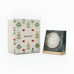 Fabindia Green & White Printed Contemporary Table Clock-12