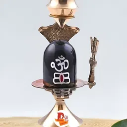 DARIDRA BHANJAN Black & Gold-Toned Shivling Jalahari Yoni Religious Idol Showpiece-85