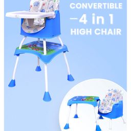 R for Rabbit Cherry Berry Grand The Convertible 4 in 1 High Chair Elephant Print - Blue-image-1