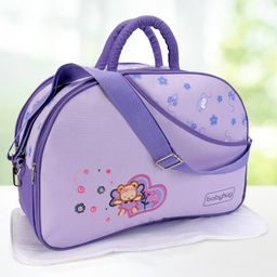 Babyhug Diaper Bag With Changing Mat Floral & Bear Print - Purple-picture-27