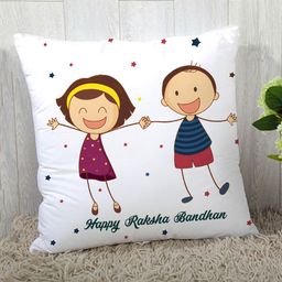 StyBuzz Raksha Bandhan Rakhi Gift Cushion Cover Star Print - White-image-72