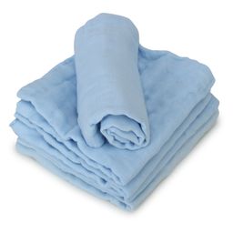 Kassy Pop 6 Layer Muslin Reusable Baby Wash Cloths Blue - Pack of 5-11